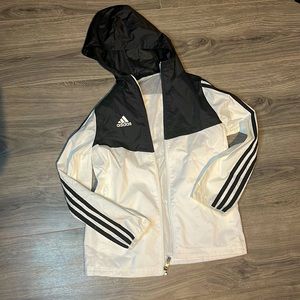 Adidas White and Black Windbreaker | Size: Girls Small